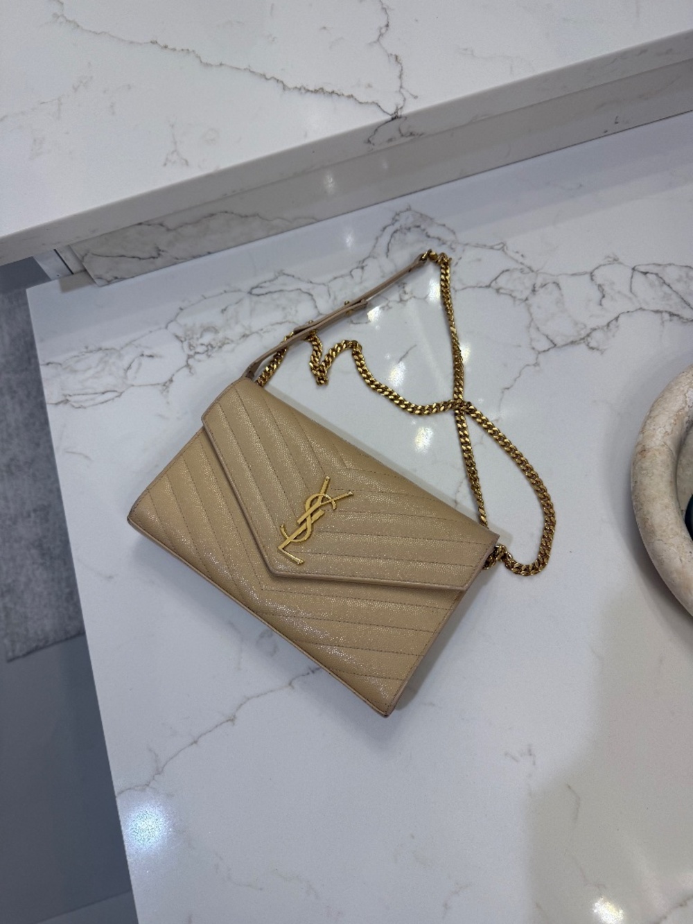 YSL Cassandre Envelope Chain Wallet in Lambskin